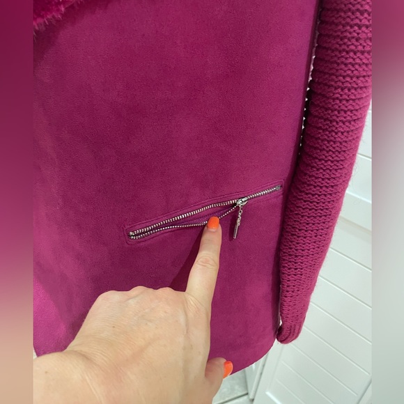 New Fashion Nova All About My Business Faux Suede Fur Collar Fuchsia Jac… - Picture 6 of 16